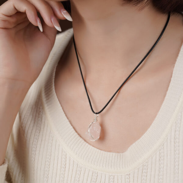 Natural Pink Crystal Pendant - Image 4